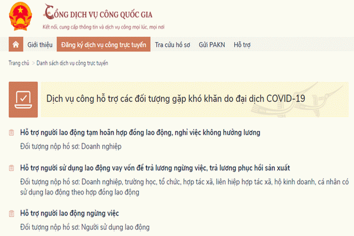 Người lao động có thể làm thủ tục nhận tiền hỗ trợ Covid-19 trên Cổng Dịch vụ công Quốc gia