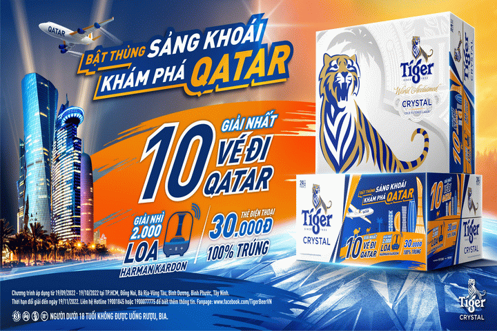 Tiger Crystal tung ưu đãi “Bật thùng sảng khoái, khám phá Qatar”