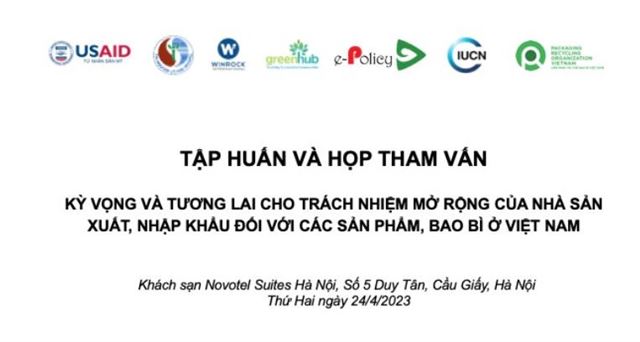 Mời tập huấn về Trách nhiệm mở rộng của nhà sản xuất đối với sản phẩm bao bì tại Việt Nam